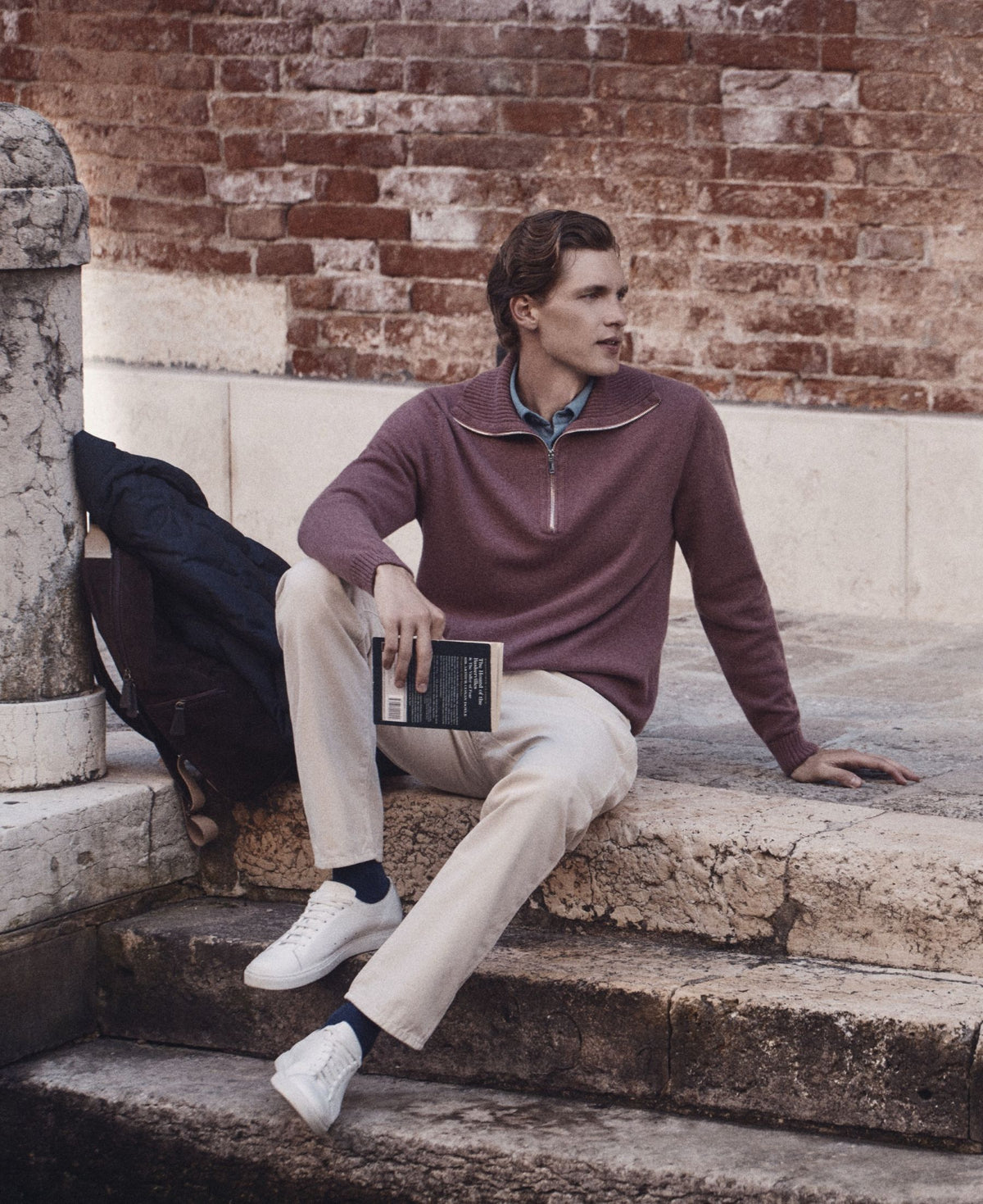 Cashmere halfzip sweater