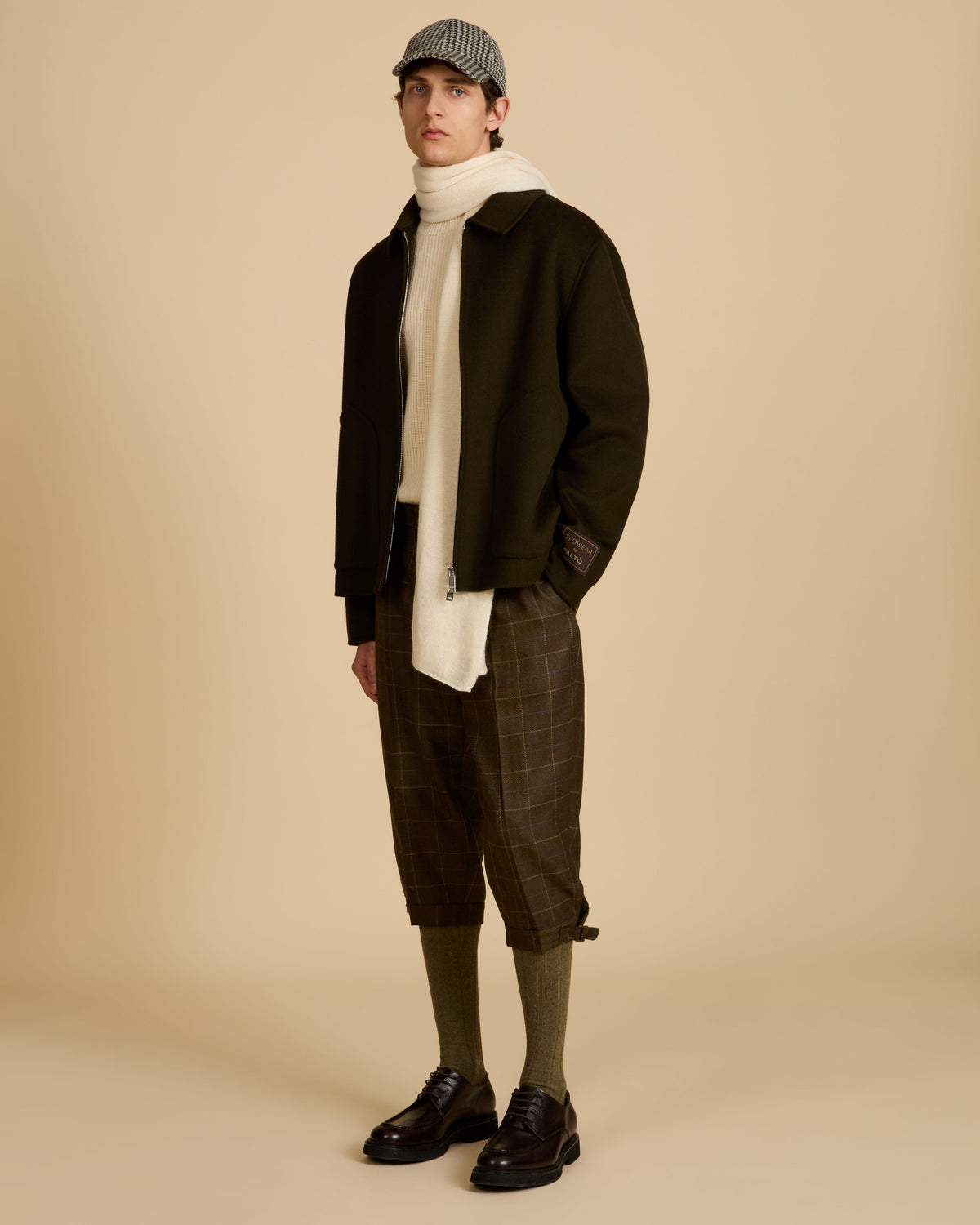 Regular fit wool-tweed Zouave-style trousers