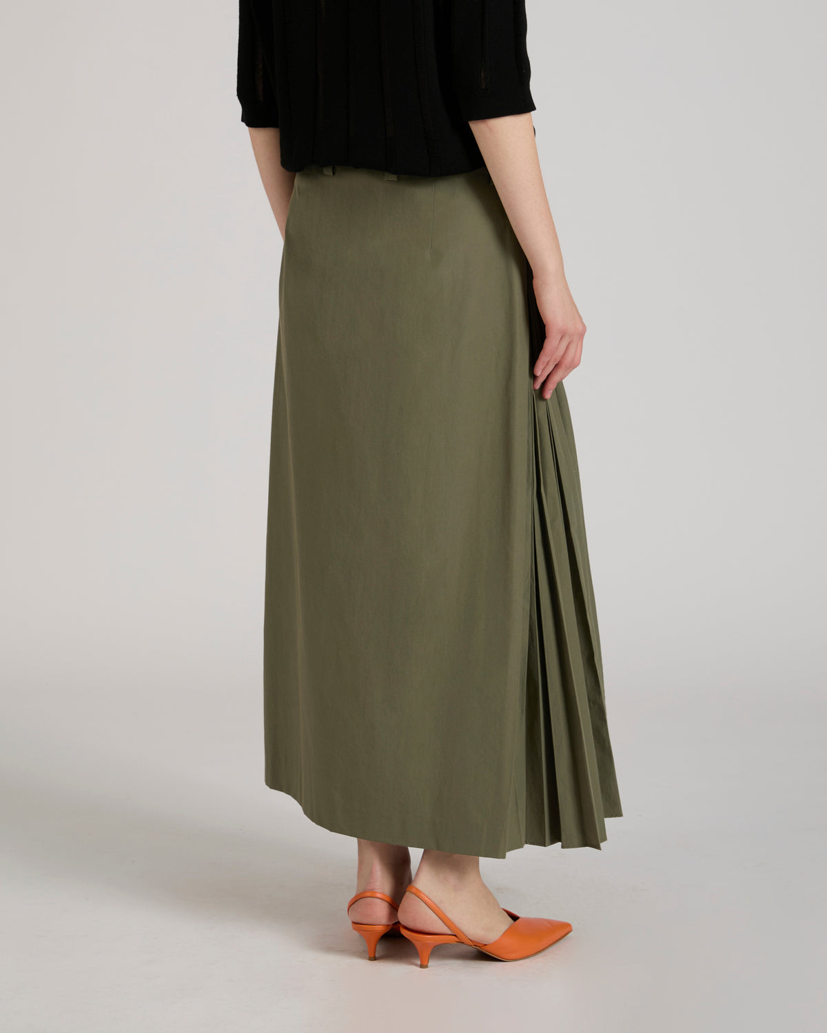 Pencil skirt in cotton and technical fabric