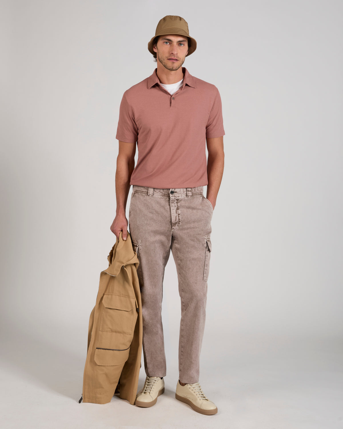 Tapered fit cotton cargo trousers