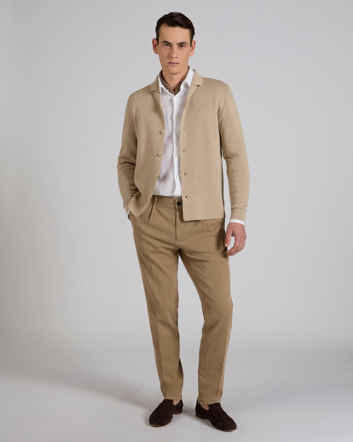 Tapered fit cotton trousers
