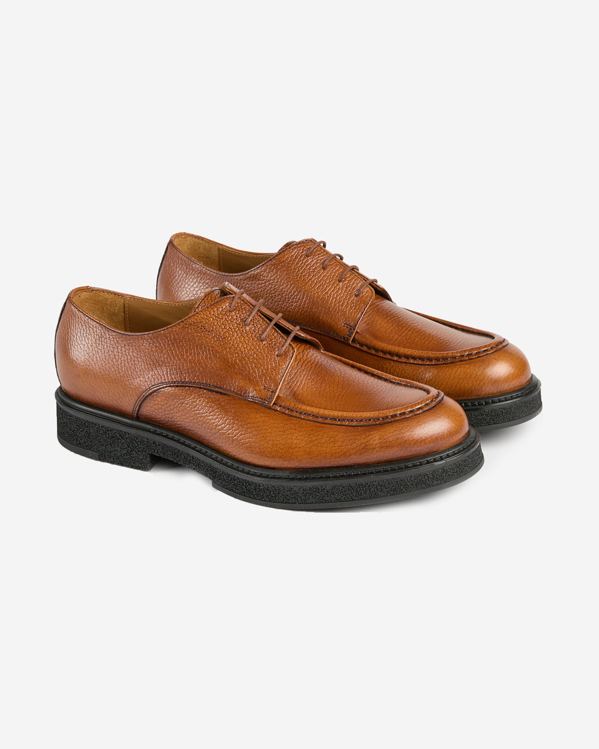 Slowear - Lace-up shoe in hammered leather - medium burnt