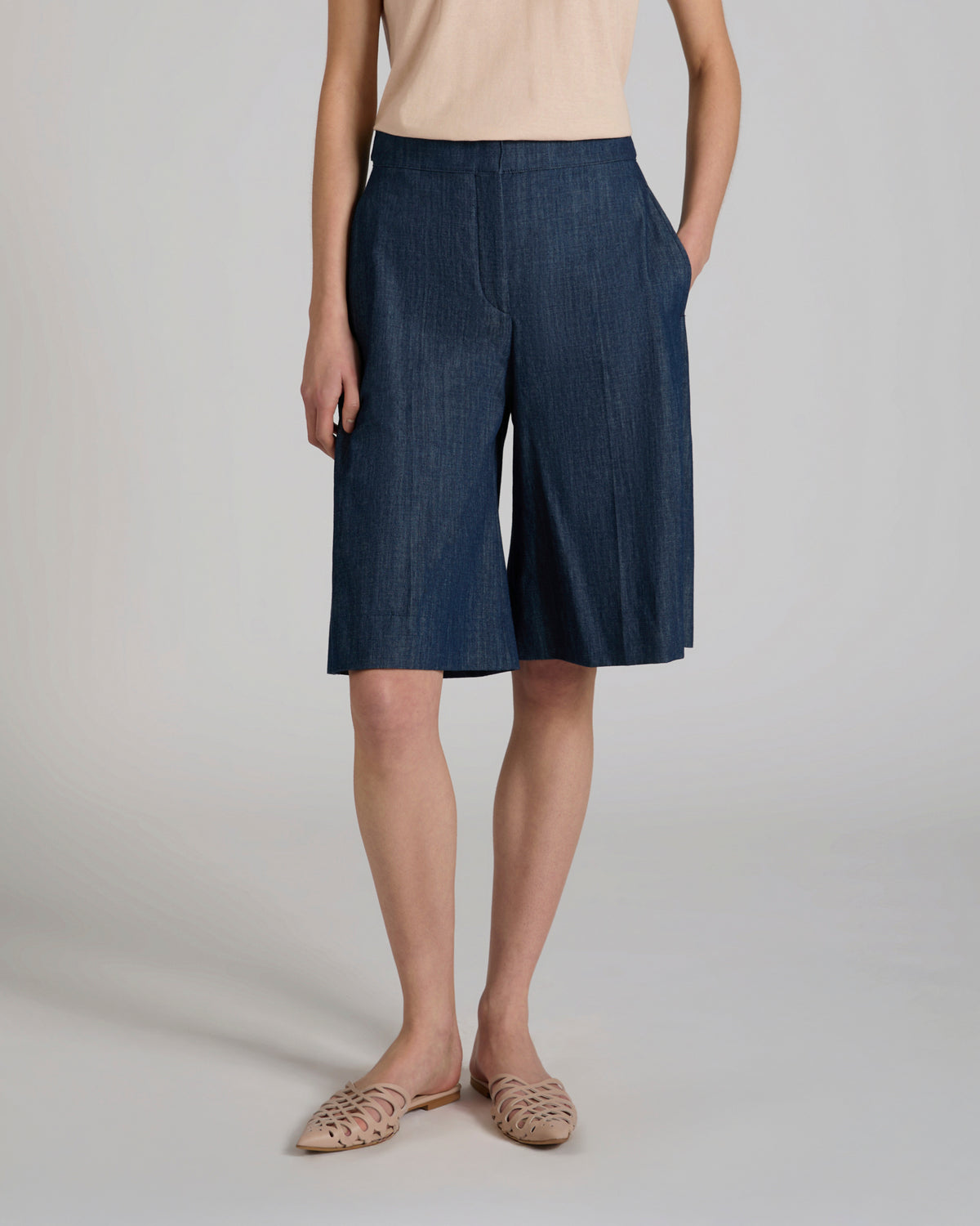 Wide fit Bermuda shorts in denim