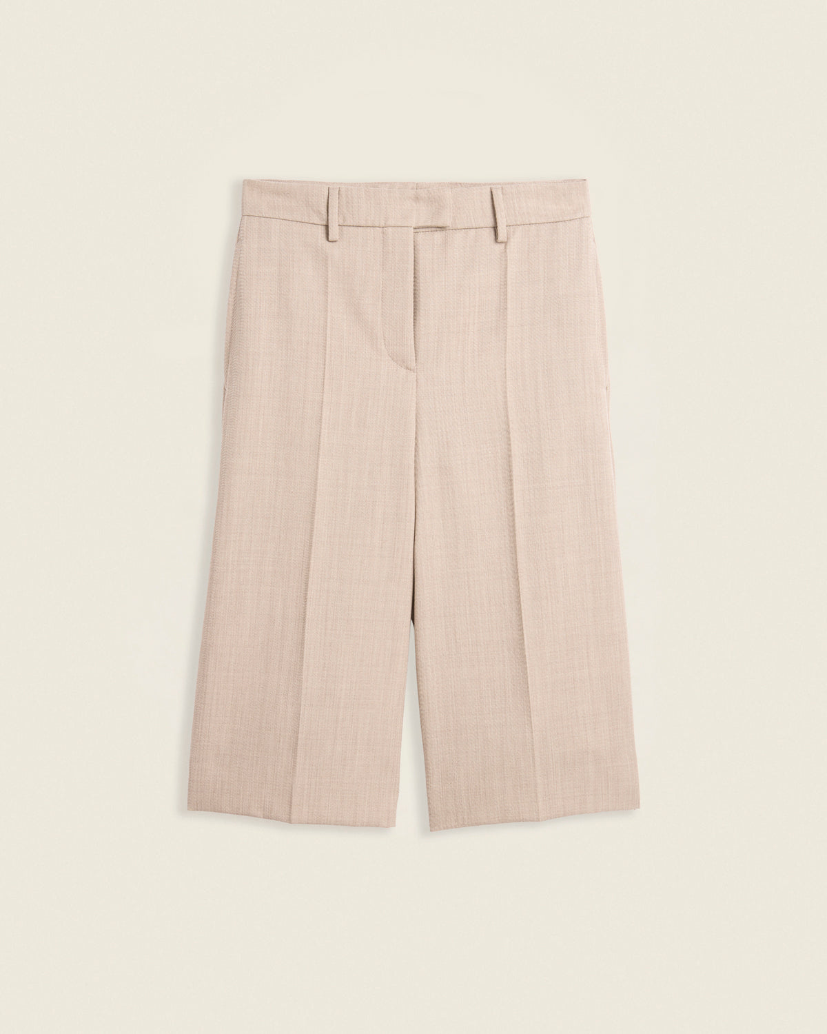 Straight-fit Bermuda shorts in wool cavalry twill