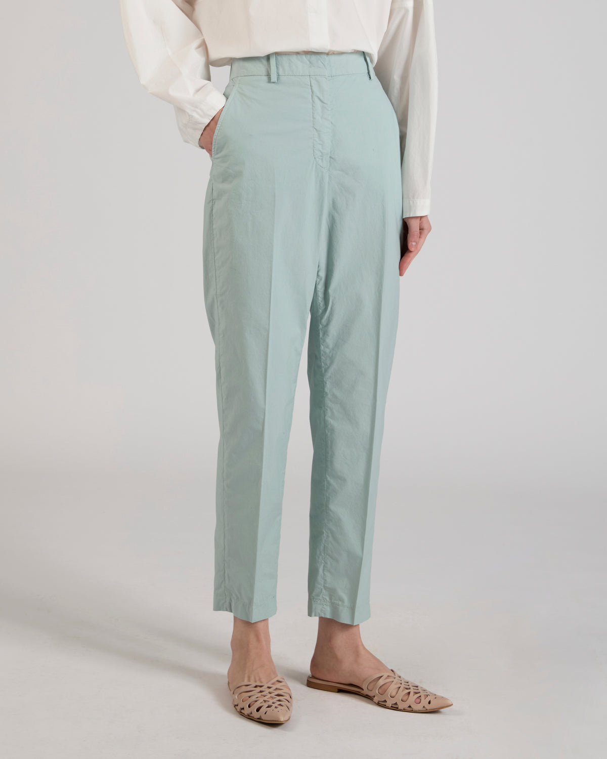Regular fit cotton poplin trousers