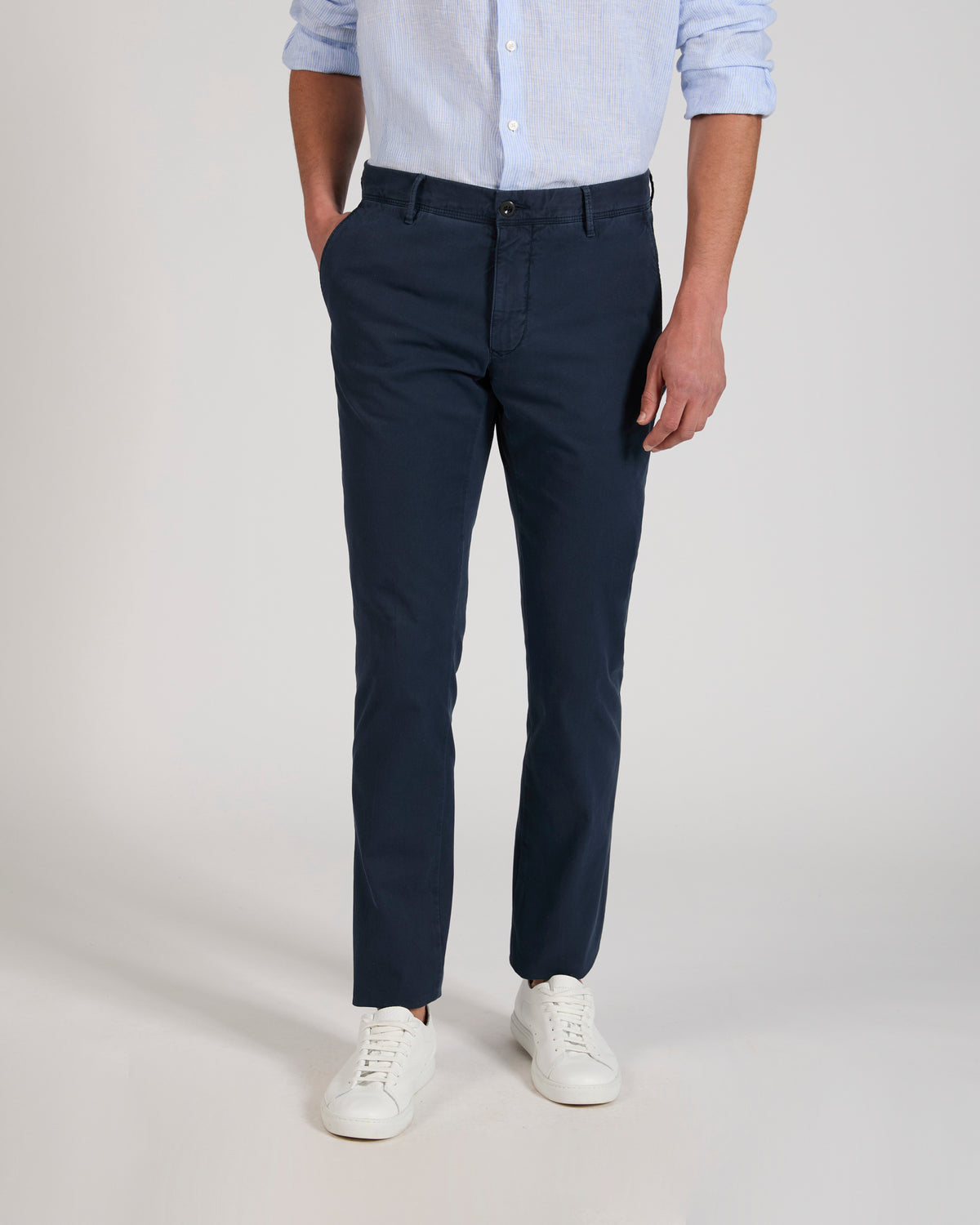Slim fit stretch cotton trousers