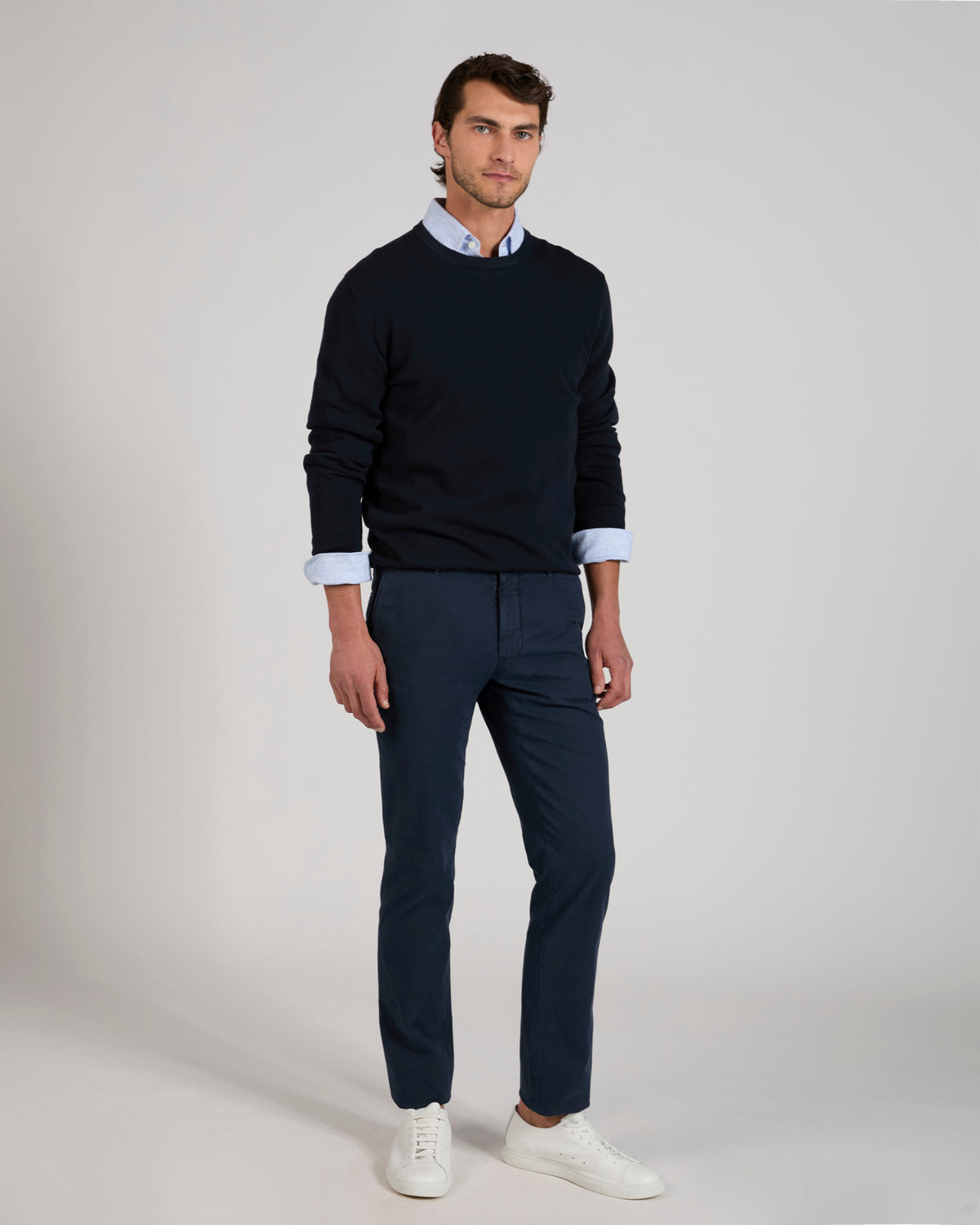 Slim fit stretch cotton trousers