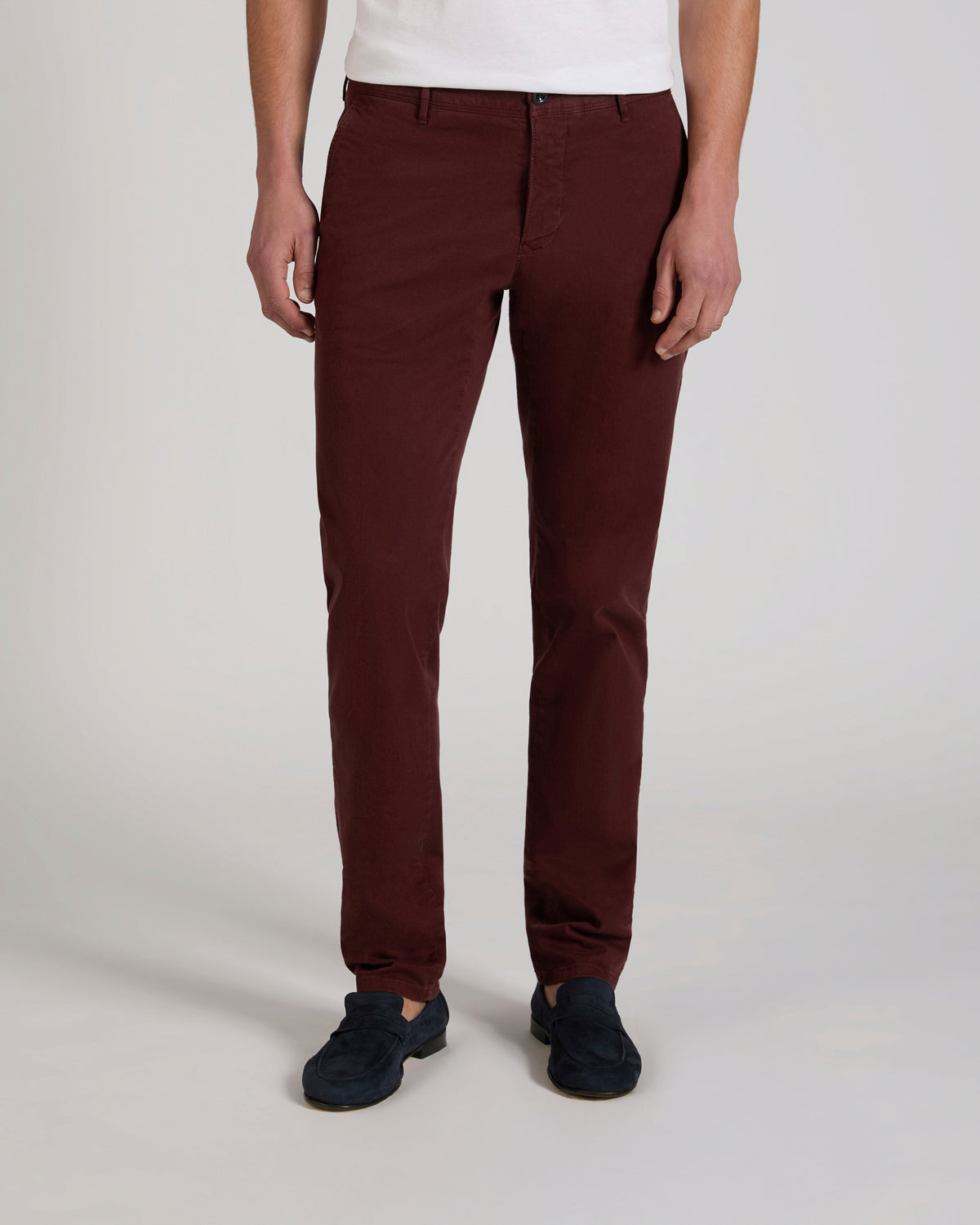 Slim fit cotton twill trousers
