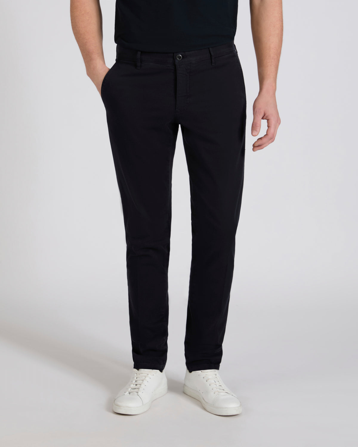 Slim fit cotton twill trousers