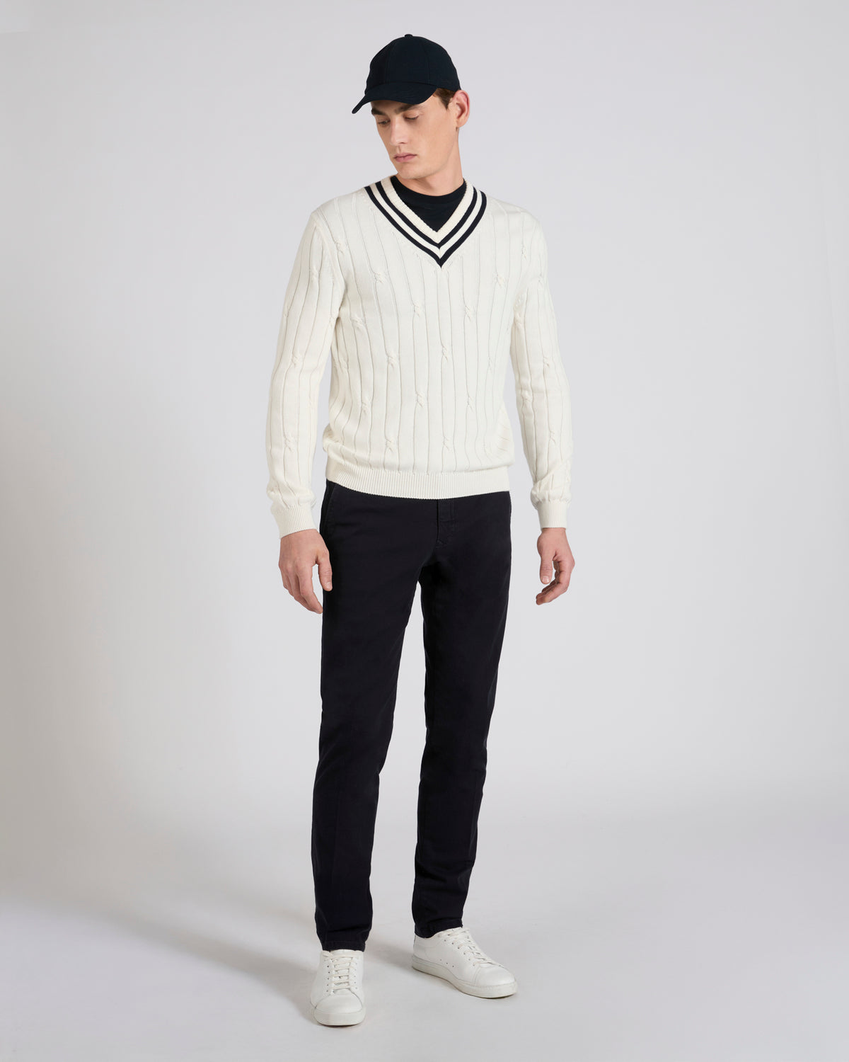 Slim fit cotton twill trousers
