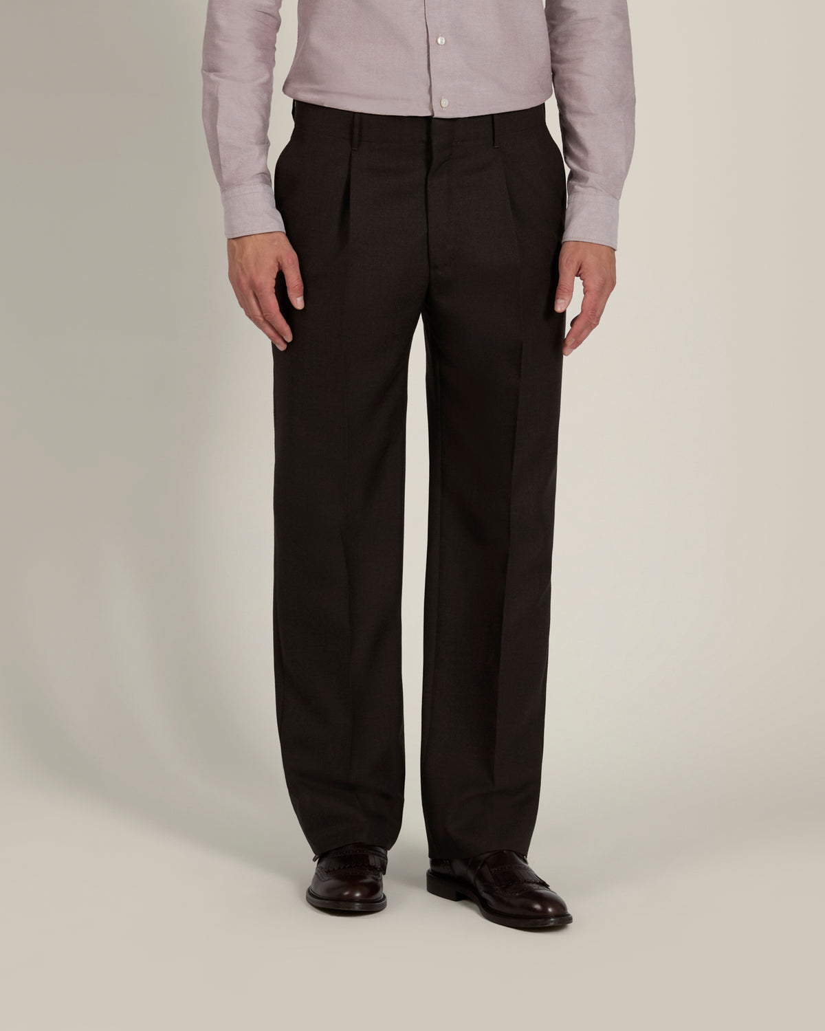Straight fit 4-ply wool trousers