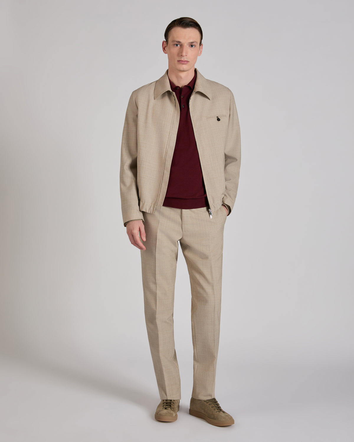 Regular fit wool fabric trousers