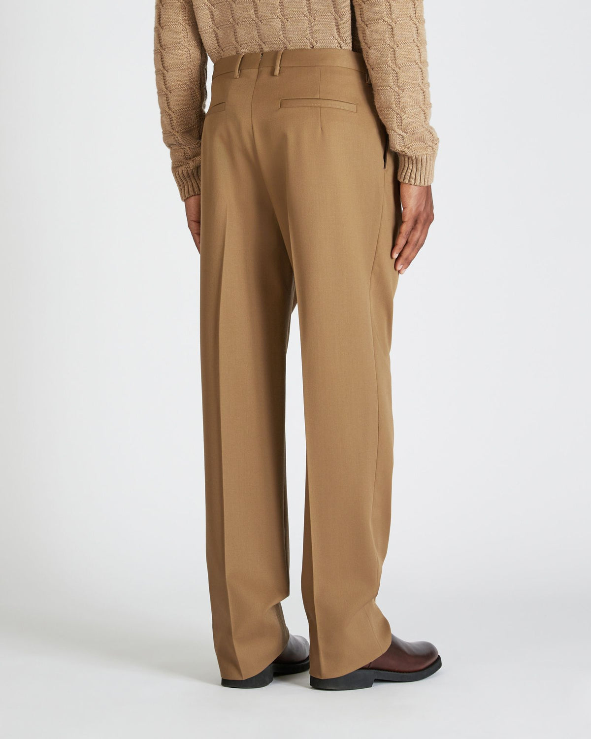 Straight fit wool gabardine trousers