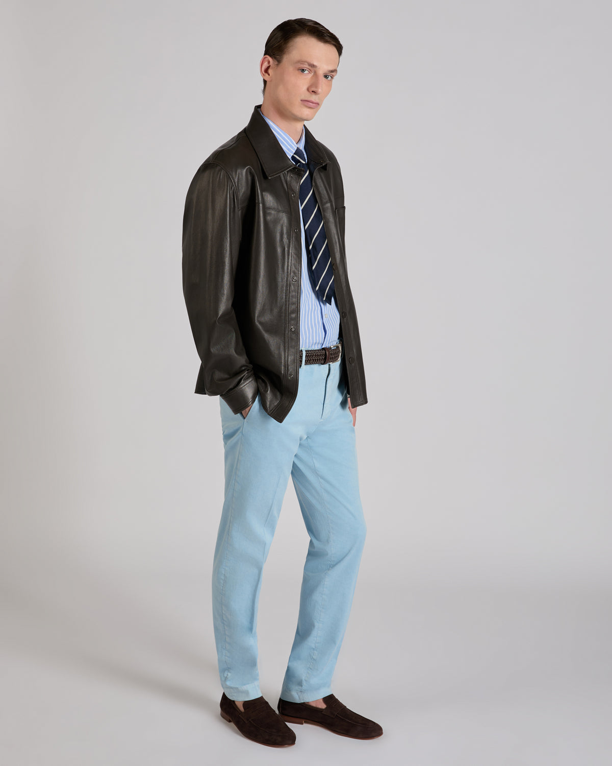 Slim fit cotton trousers