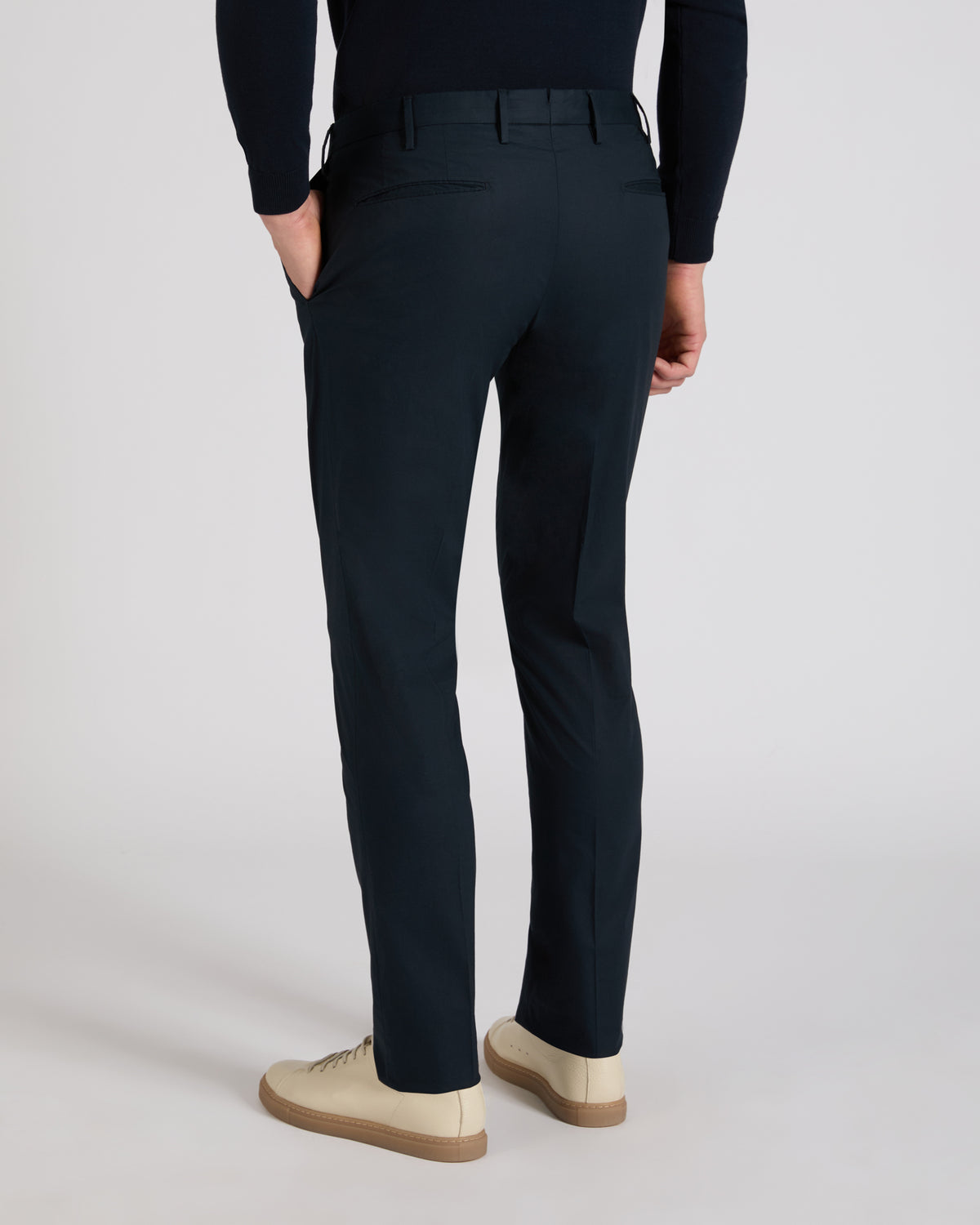 Slim fit cotton poplin trousers
