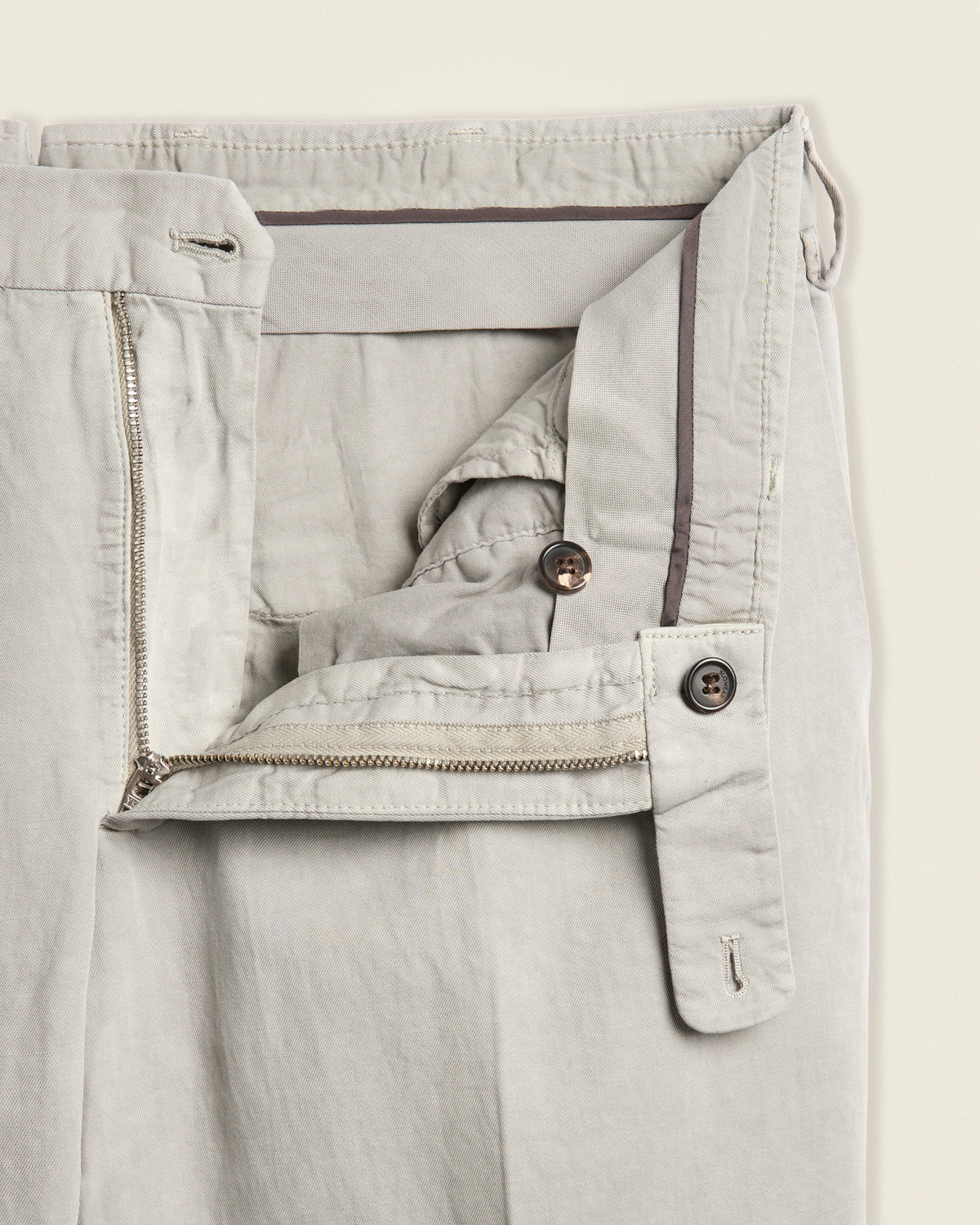Slim fit cotton and linen trousers
