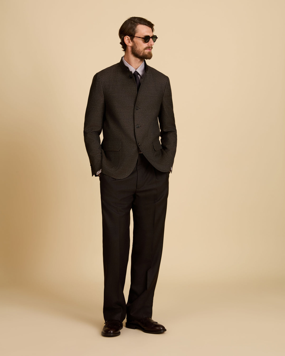 Straight fit 4-ply wool trousers