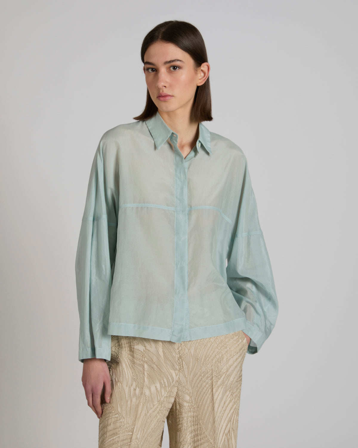 Camicia wide fit in mussola di seta e cotone