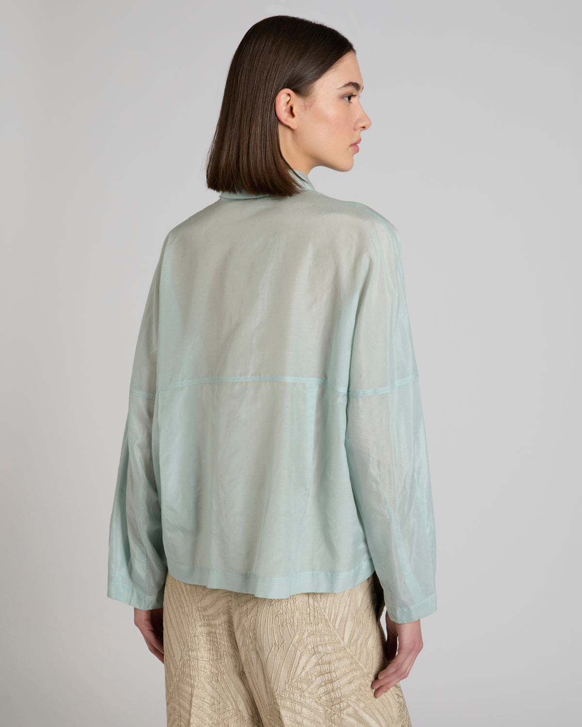Camicia wide fit in mussola di seta e cotone
