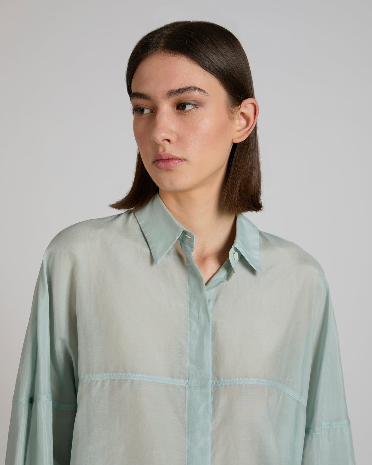 Camicia wide fit in mussola di seta e cotone