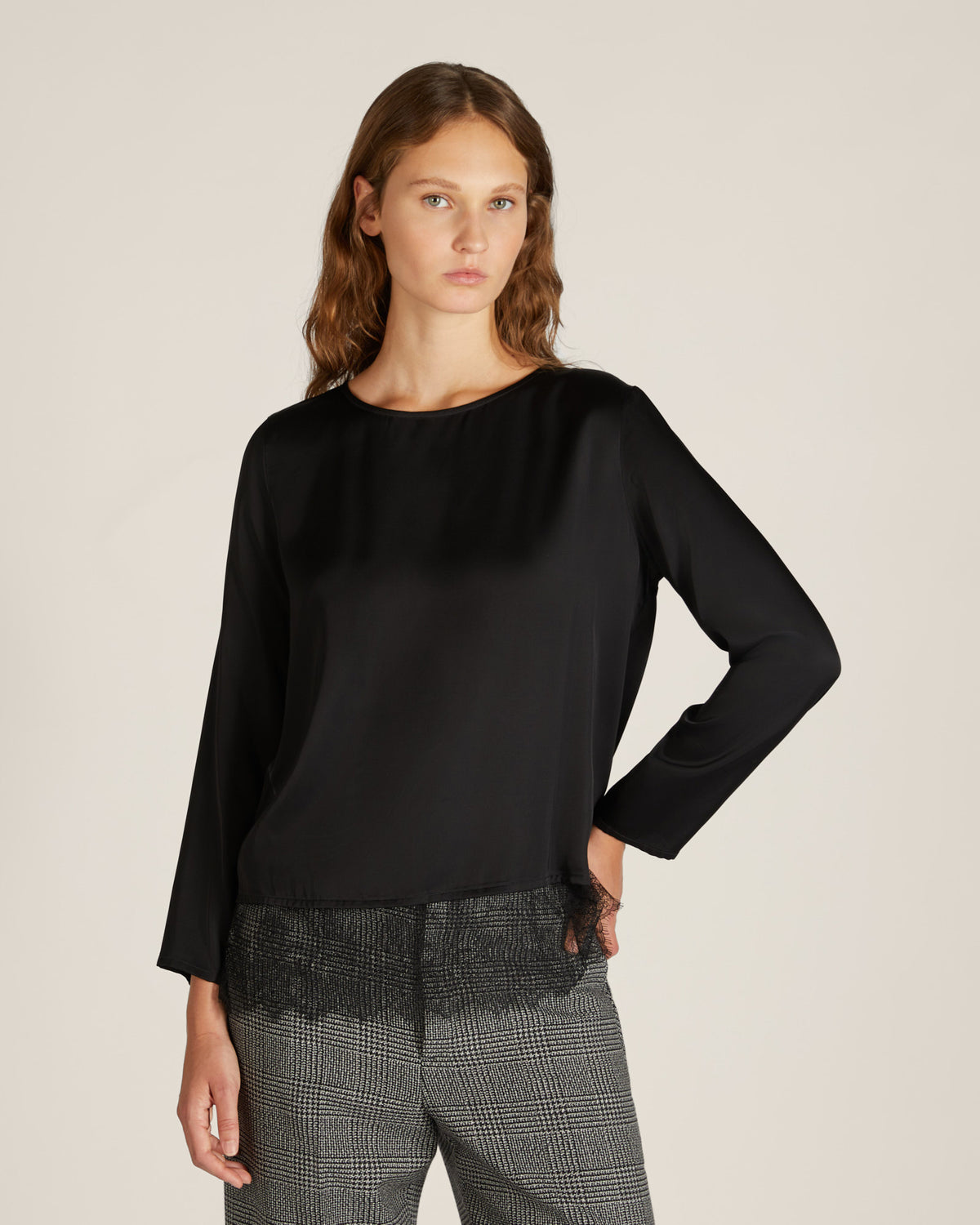 Regular fit satin T-shirt
