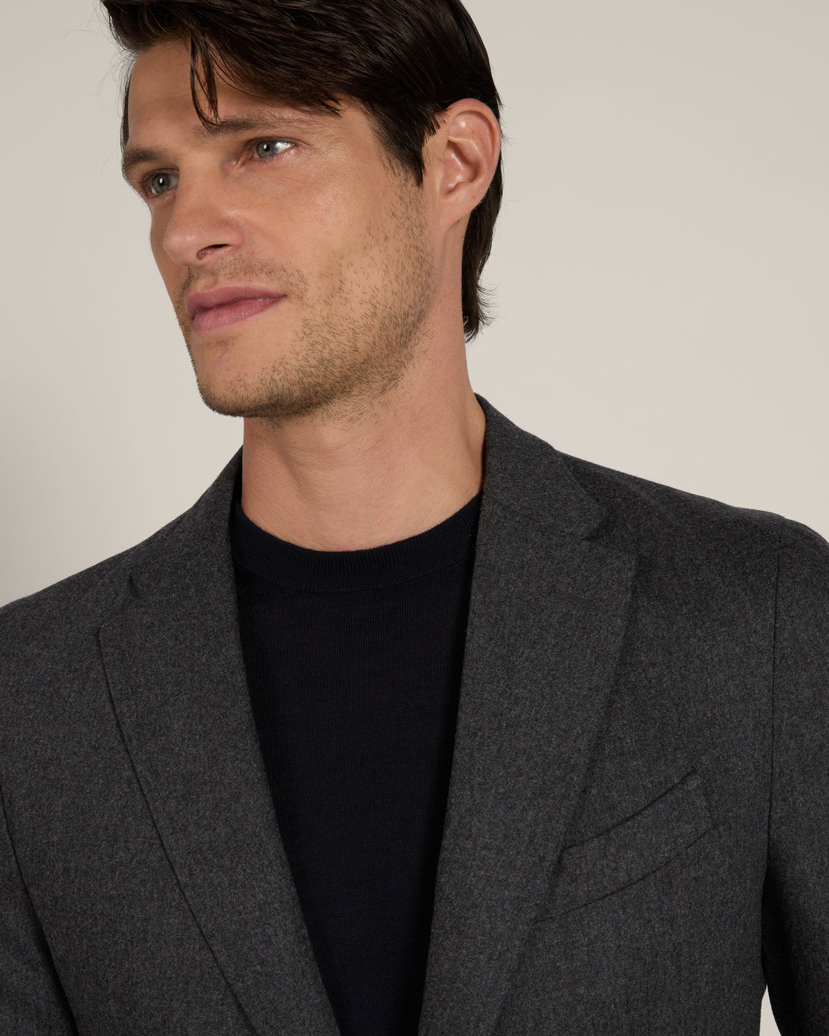 Slim fit wool and cashmere flannel jacket
