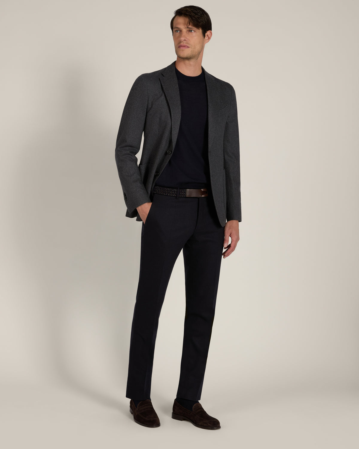 Slim fit wool and cashmere flannel jacket