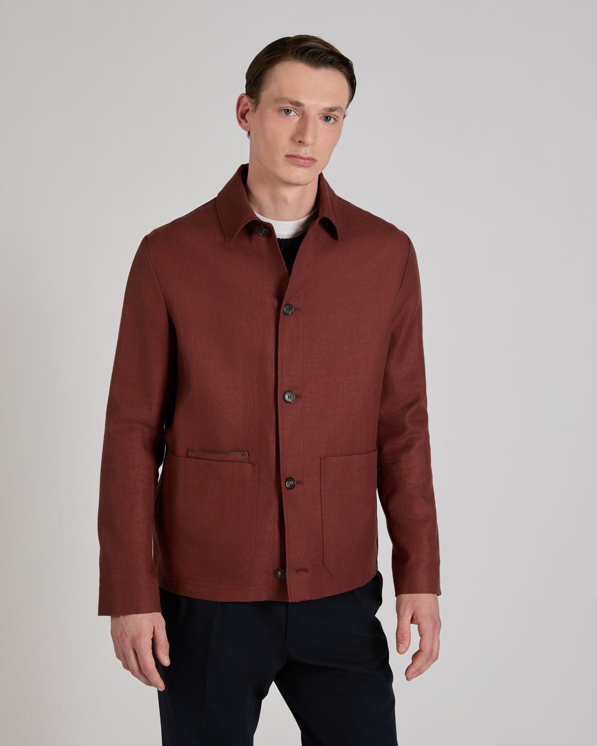 Stretch cotton and linen panama blouson jacket