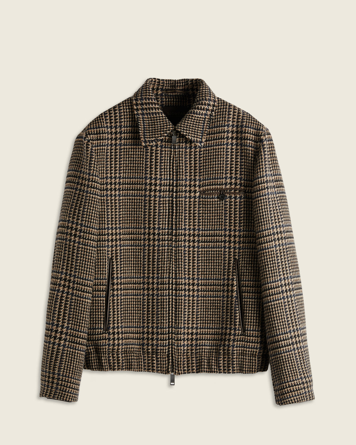 Prince of Wales wool and cashmere Primo bomber jacket