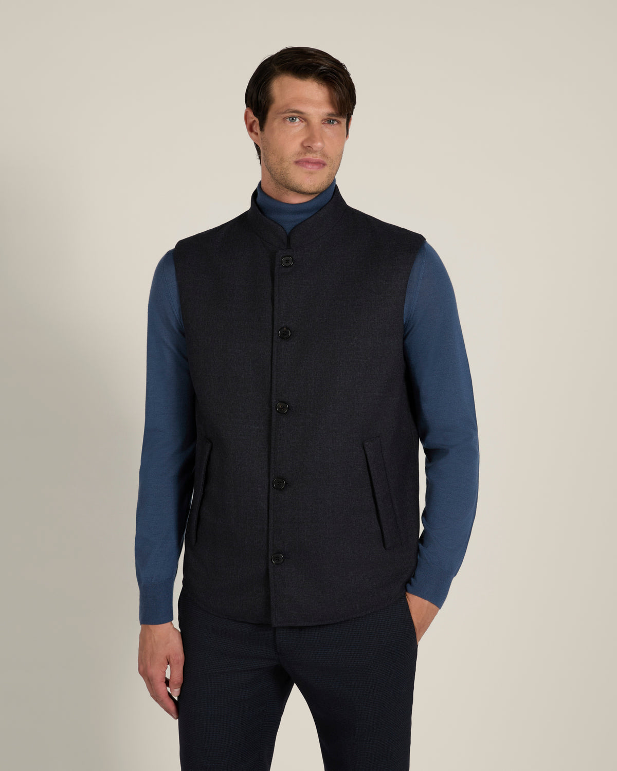 Regular fit padded gilet in wool