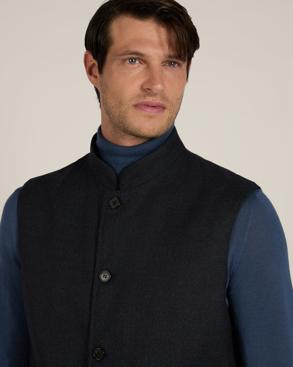 Regular fit padded gilet in wool