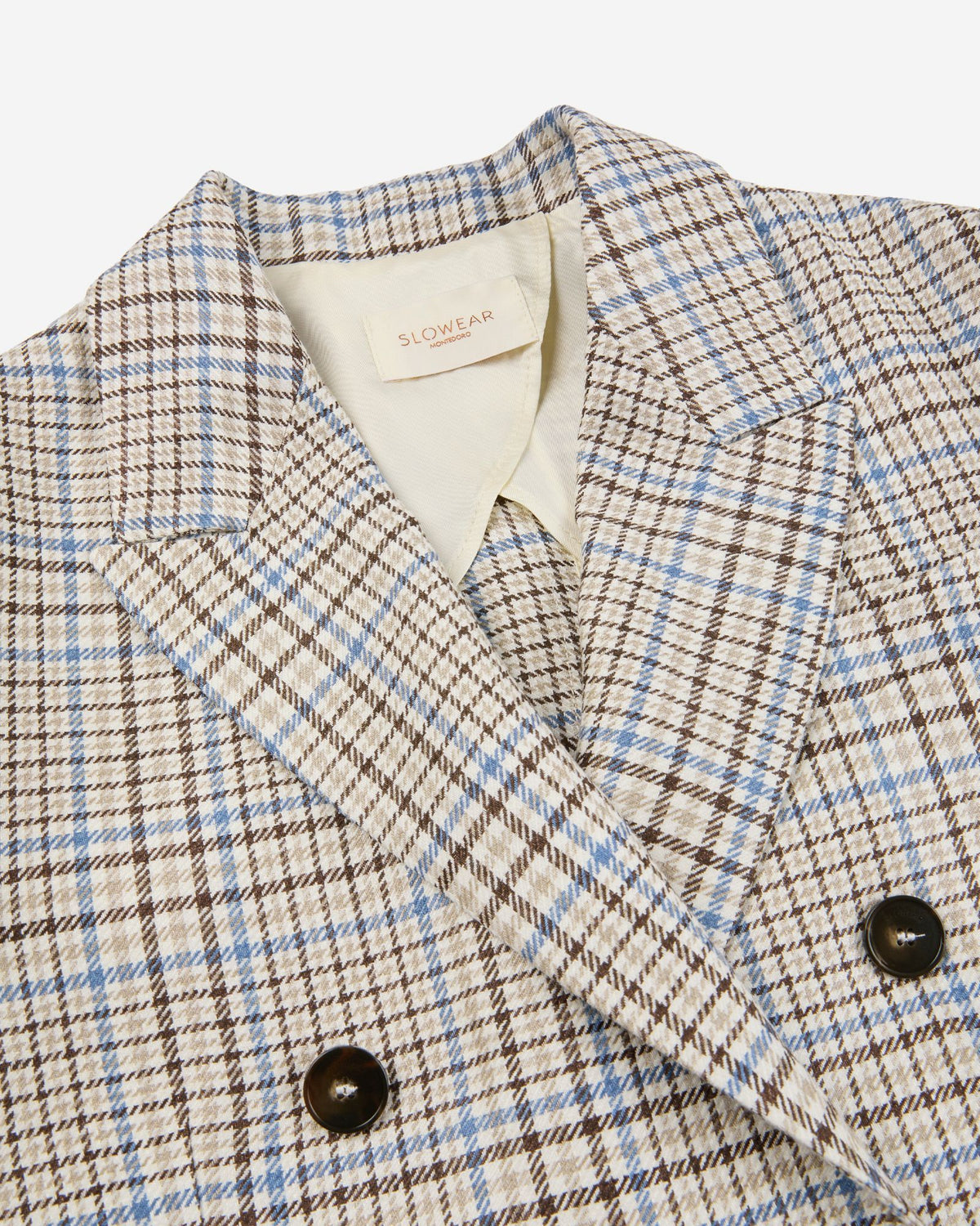 Montedoro - Double-breasted Prince of Wales linen jacket - sea blue