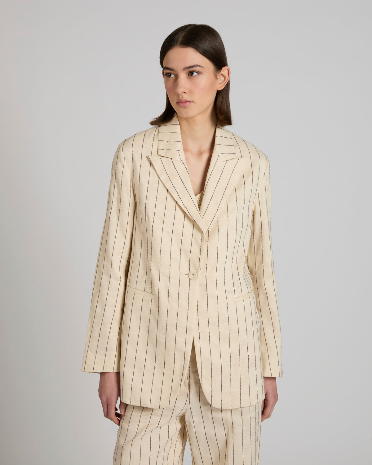 Veste regular fit en lin mélangé