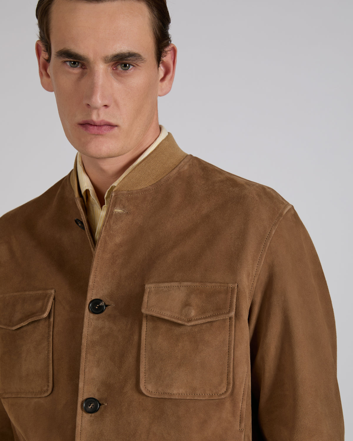 Suede leather bomber jacket