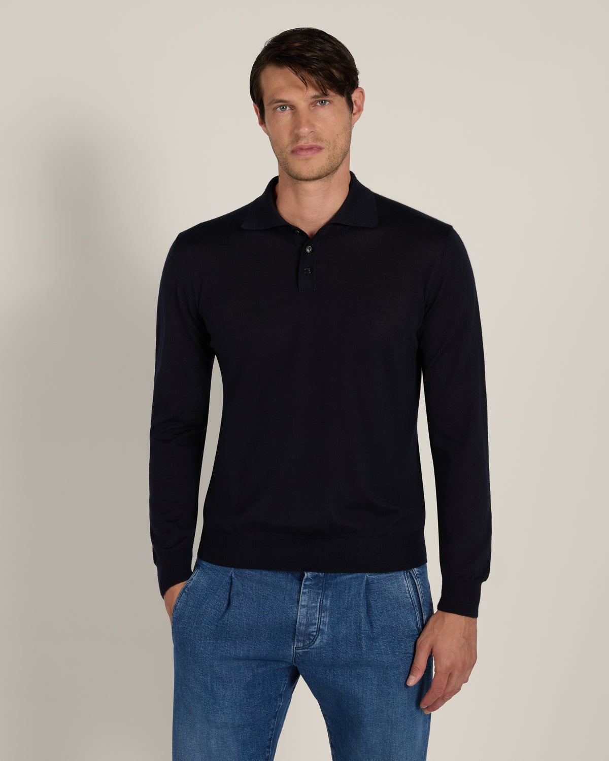 Cashmere and silk polo shirt