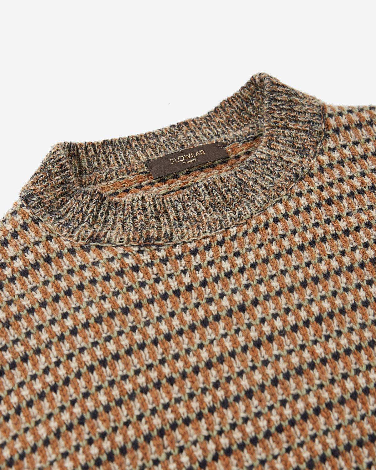 Zanone - Slim fit Geelong wool crew neck sweater - beige + sage + camel + blue