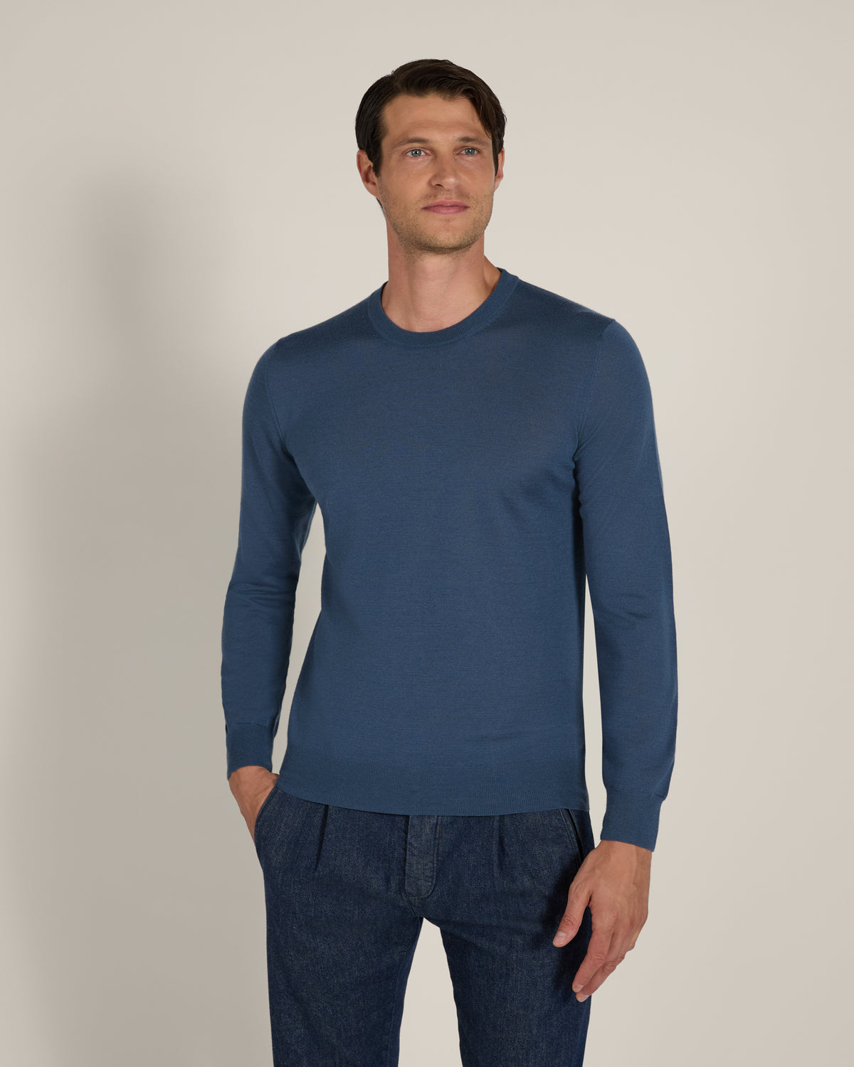 Rundhalspullover Slim Fit aus Kaschmir und Seide