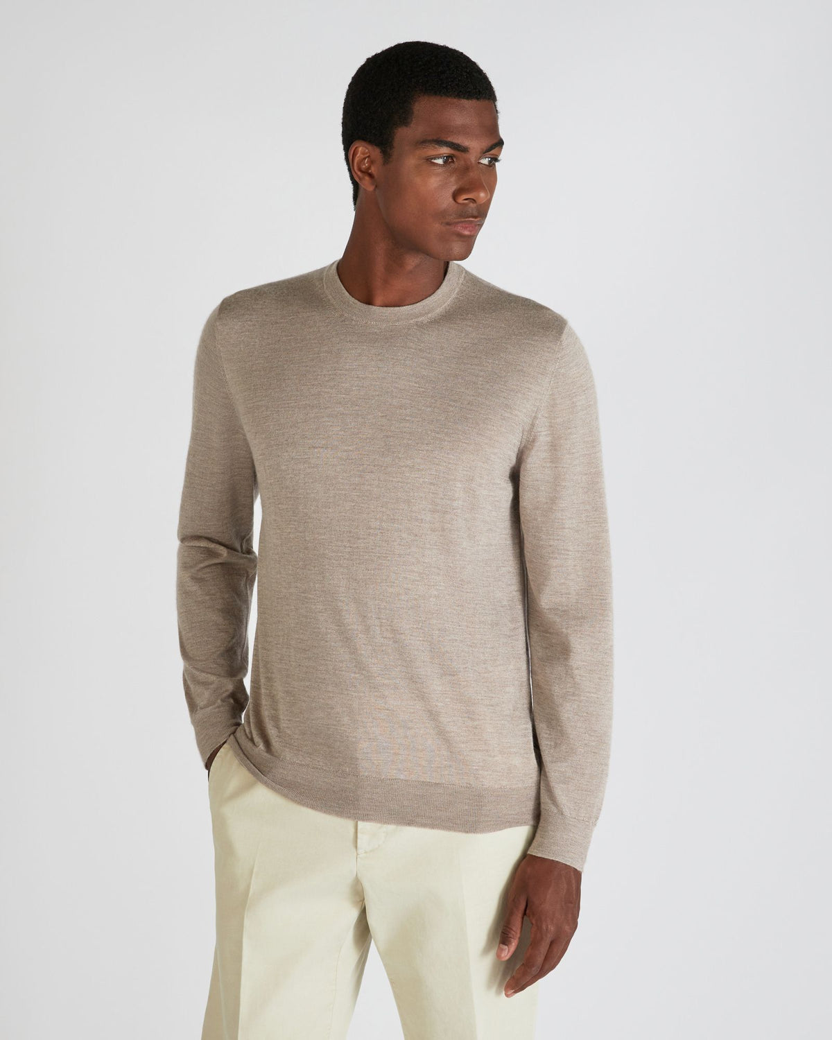 Cashmere and silk slim fit crewneck sweater