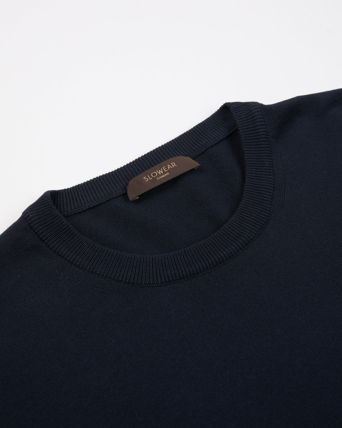 Slim fit cotton crepe crew-neck jumper