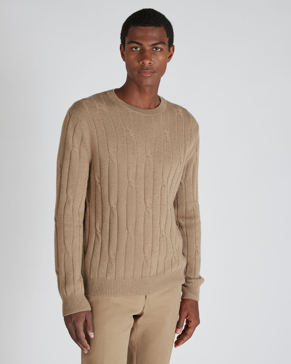 Zanone - Slim fit wool and cashmere crew neck sweater - hazelnut