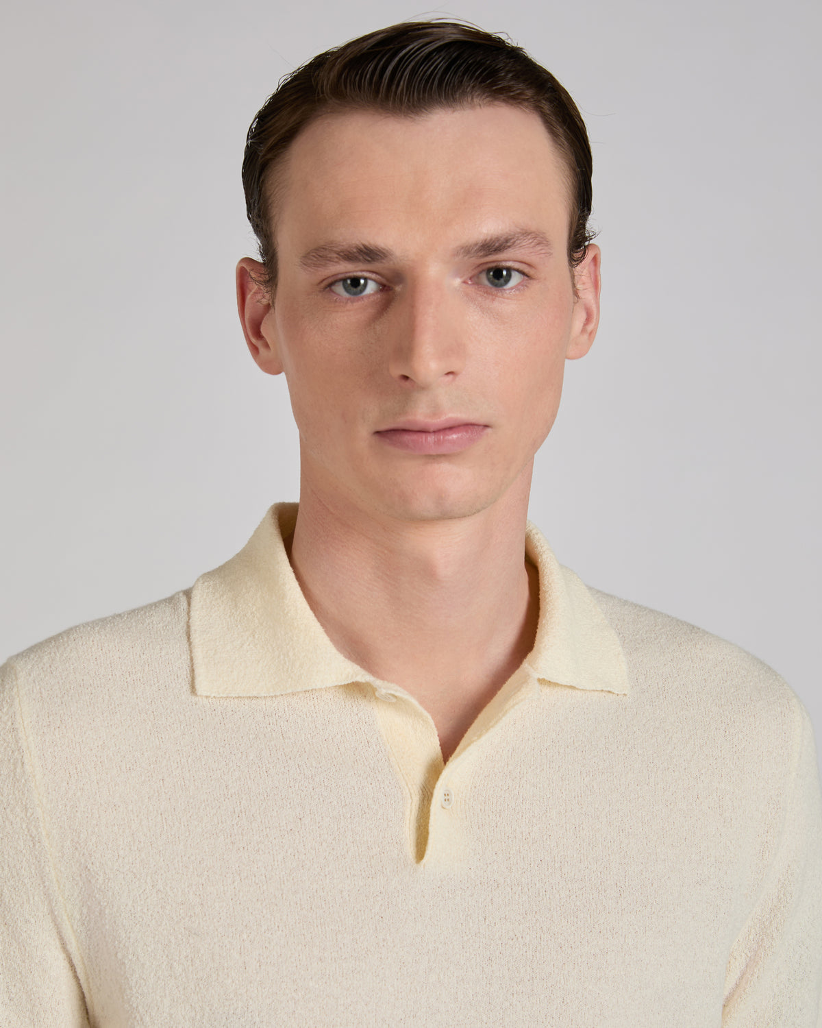 Slim fit bouclé cotton polo shirt