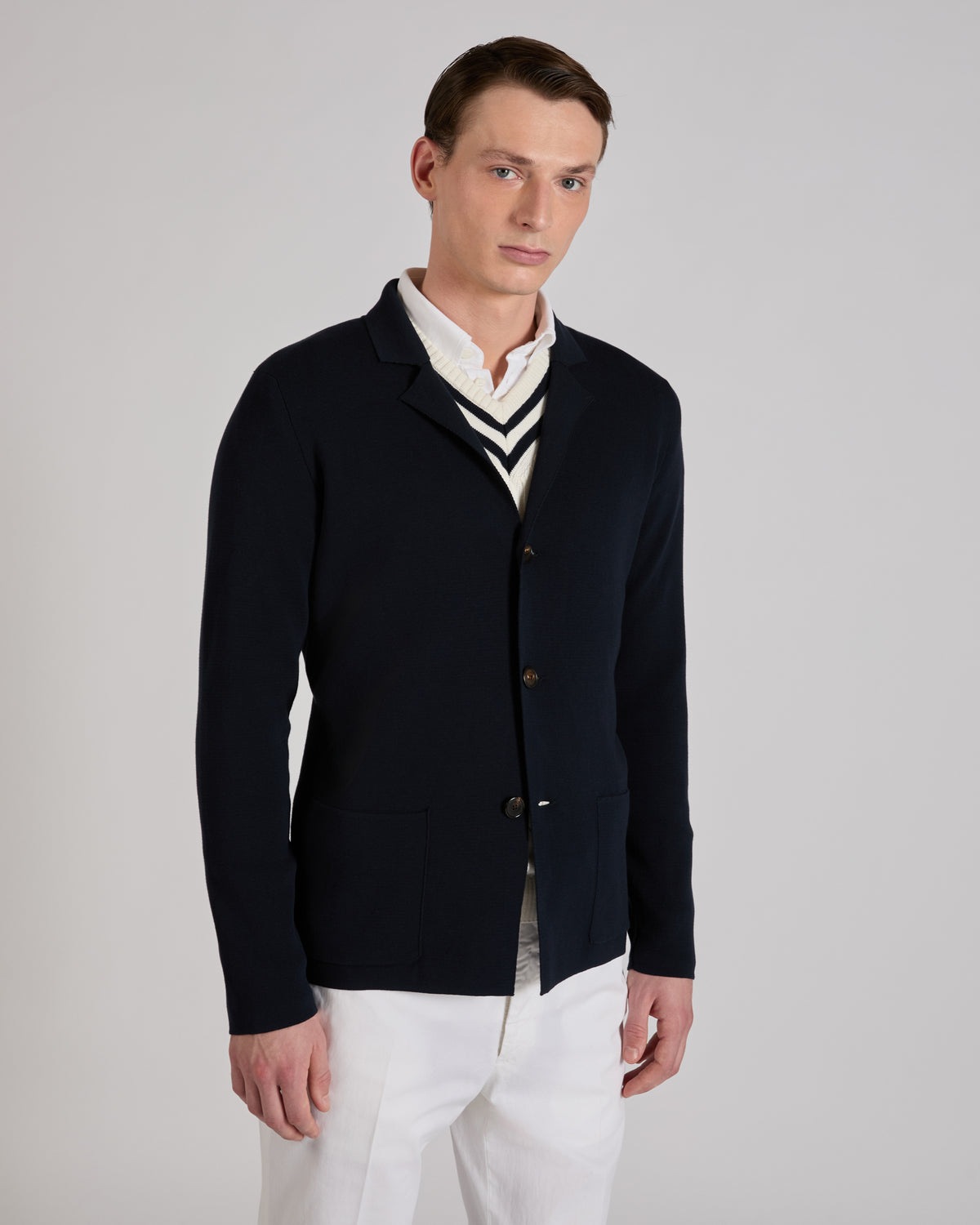 Slim fit cotton crepe jacket