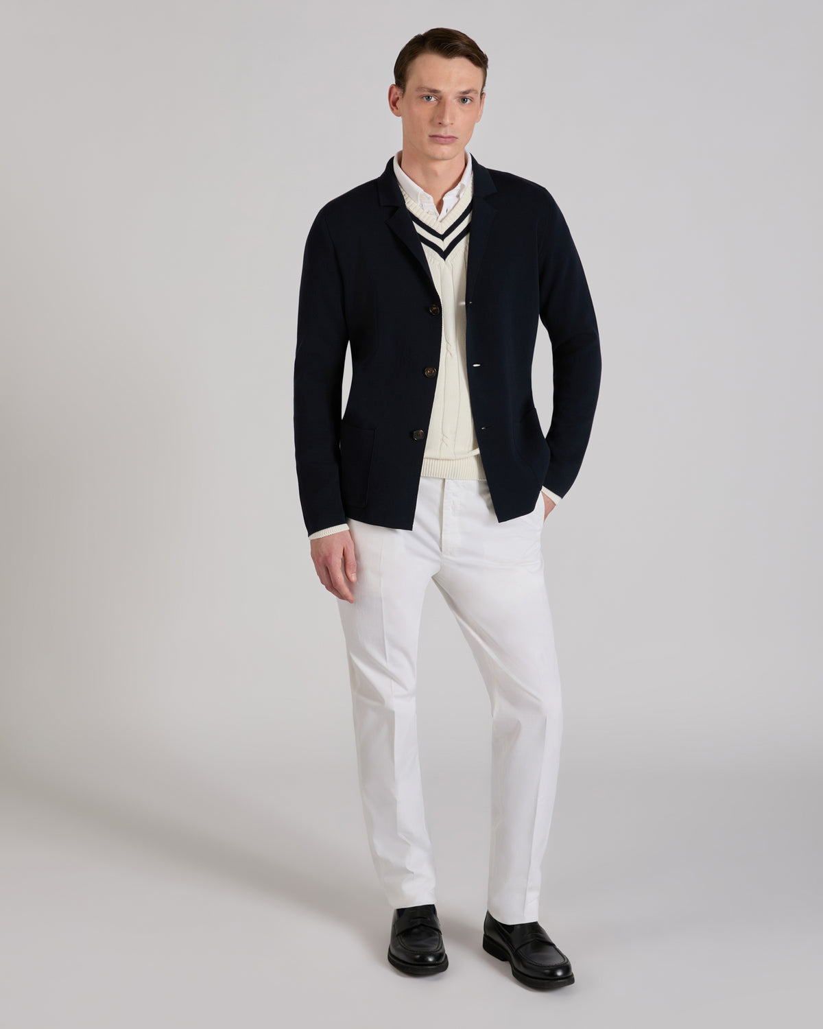 Slim fit cotton crepe jacket