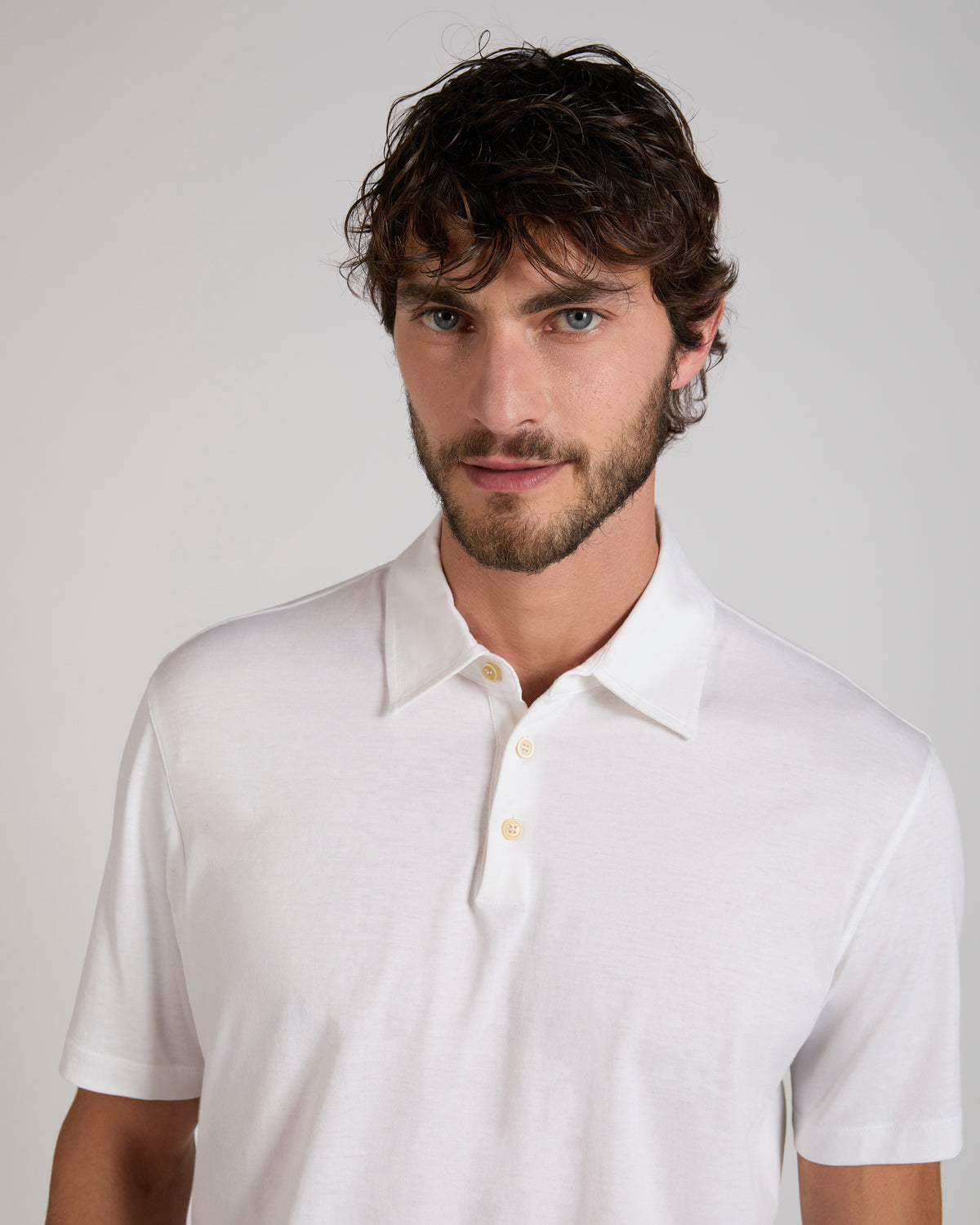 Slim fit cotton and silk jersey polo shirt