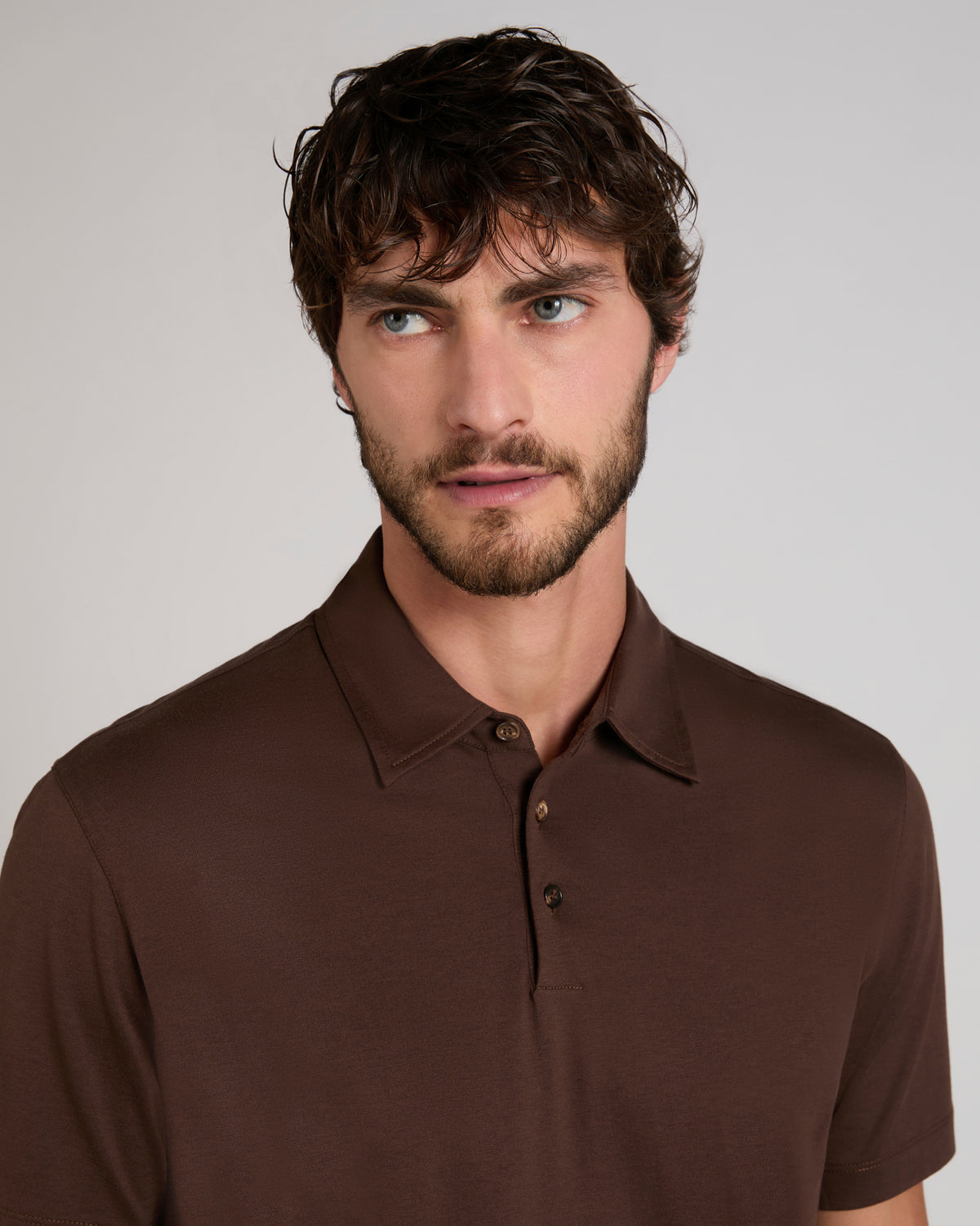Slim fit cotton and silk jersey polo shirt