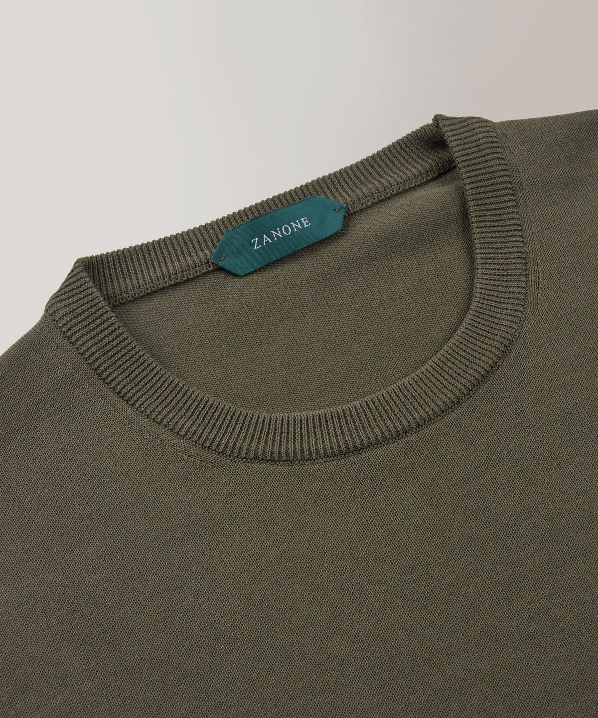 Zanone - Slim-fit crew neck sweater in certified crêpe cotton - militare scuro