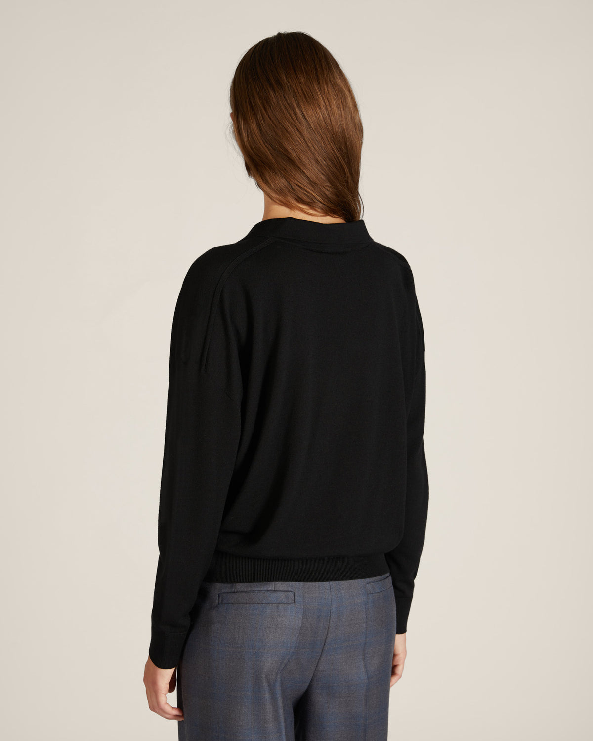 Wide fit V neck polo shirt in Flexwool