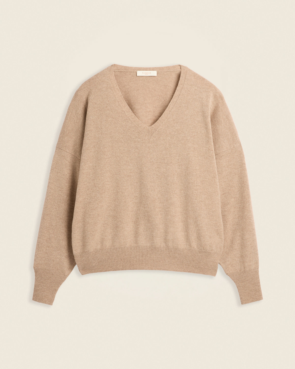 Wide fit wool and cashmere V-neck sweater