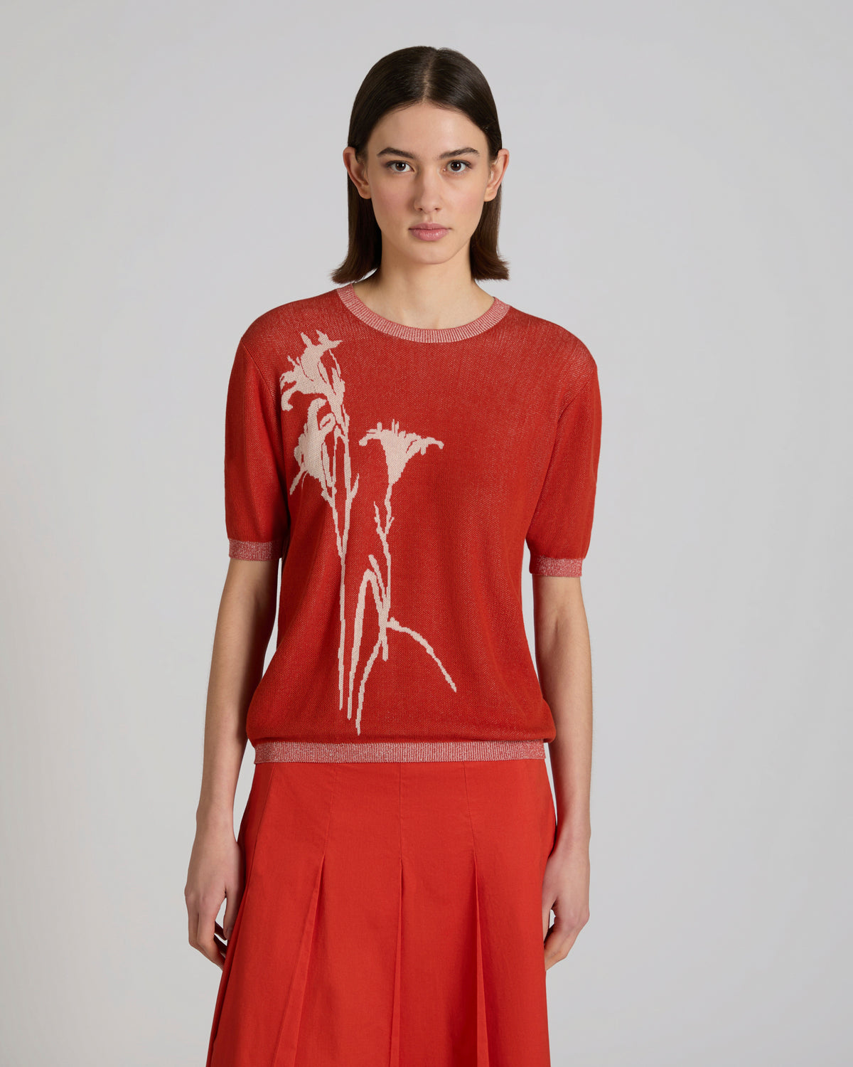 Regular Fit-Pullover aus Baumwollkrepp-Jacquard