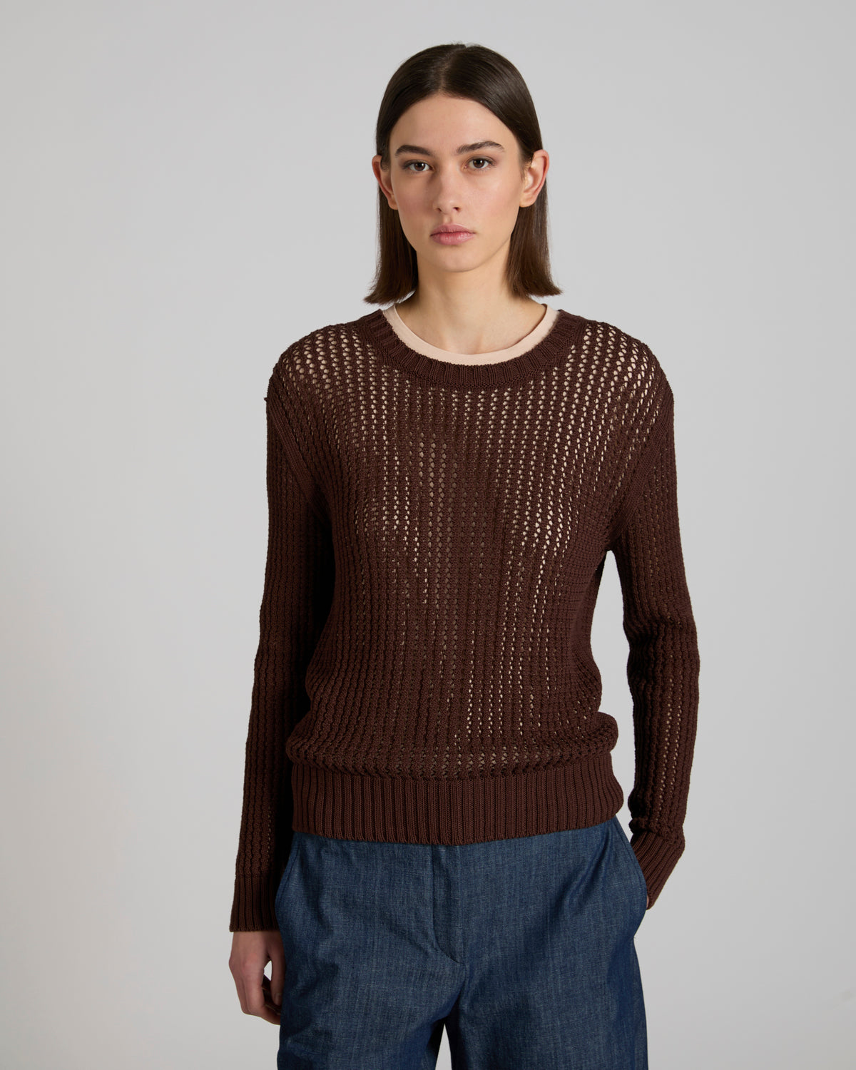 Regular fit cotton crew neck jumper